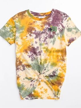 Empyre Sloane Green Life Purple Yellow Tie Dye Graphic Short Sleeve Shirt Size L